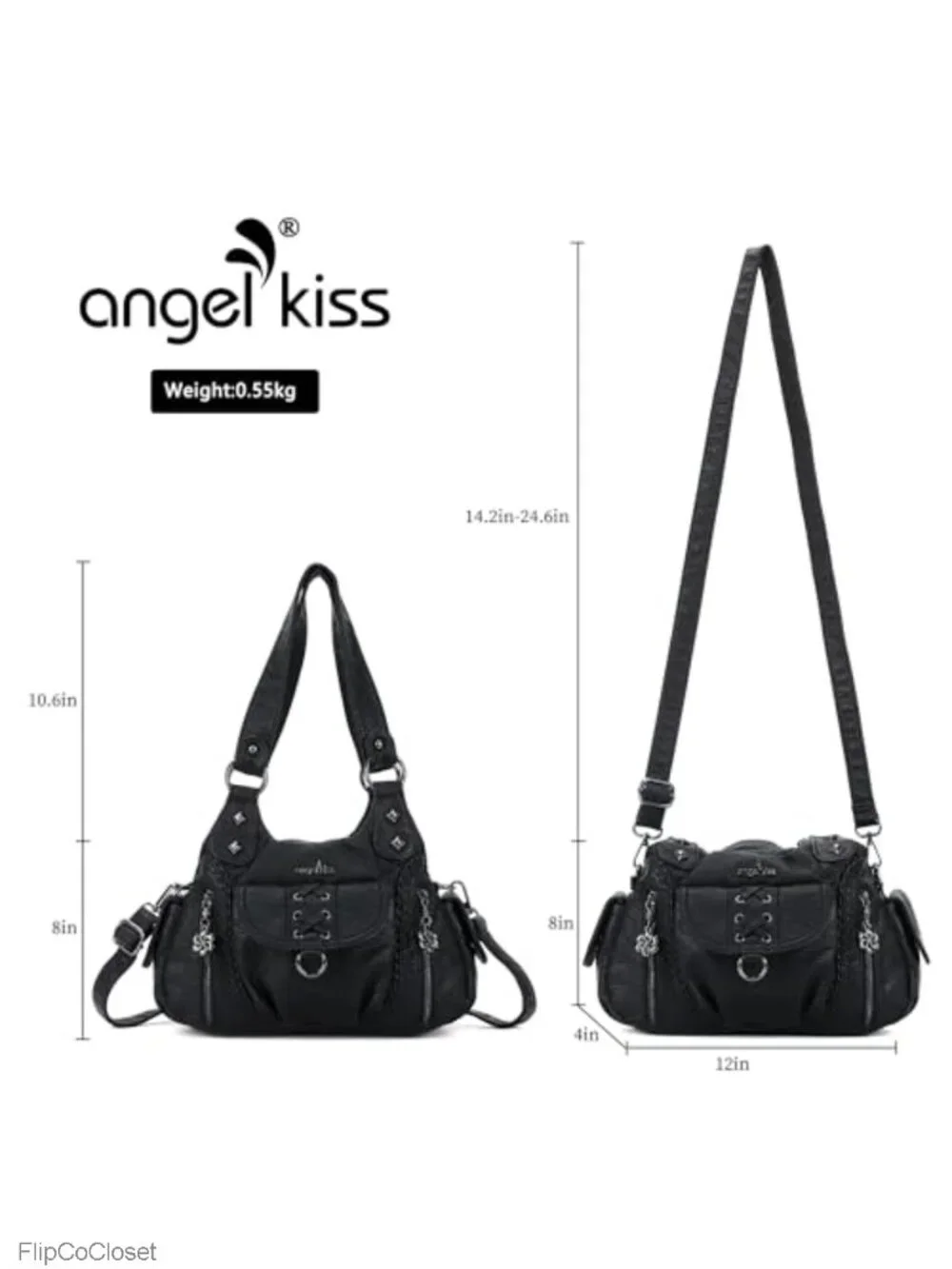 Vegan Leather Hobo Shoulder Bag Multi-Pocket Crossbody
